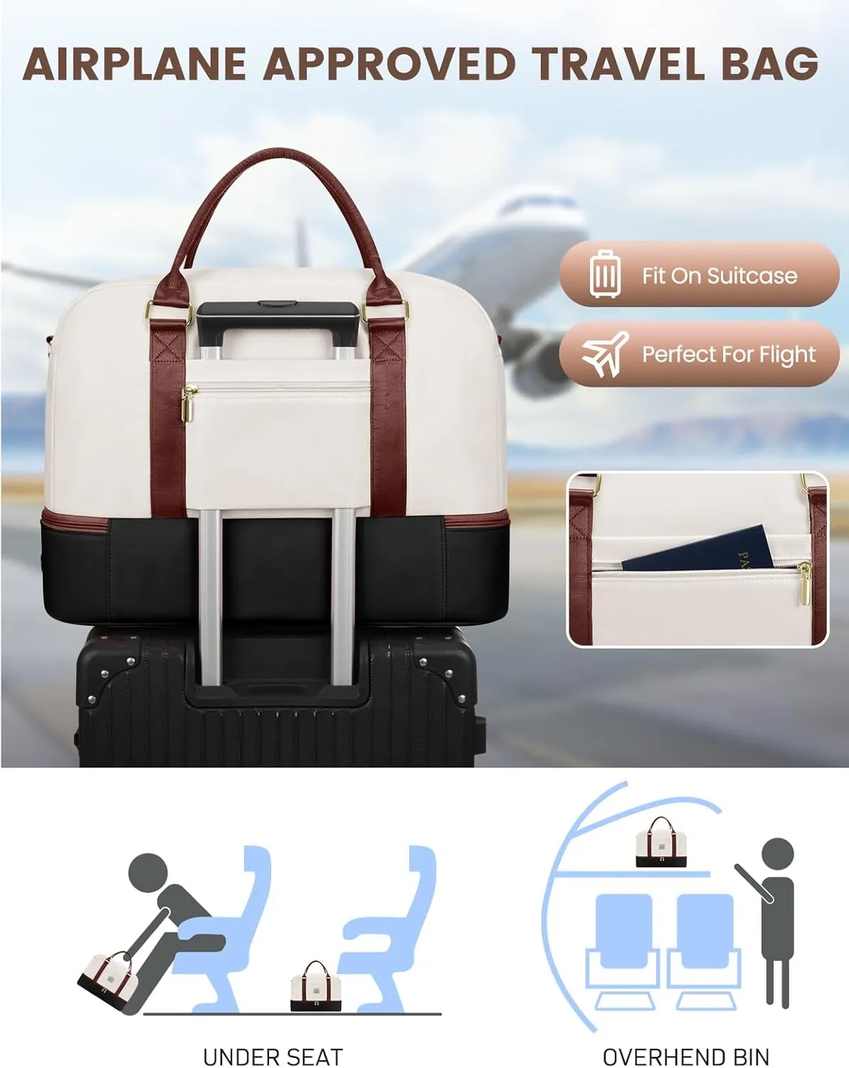 Weekender Travel Duffle Bag for Women: Overnight Bags with Shoe Compartment Carry on Bags for Airplanes with Toiletry Bag Weekend Yoga Gym Bag with Wet Pocket Travel Duffel Tote Bag Hospital Bag