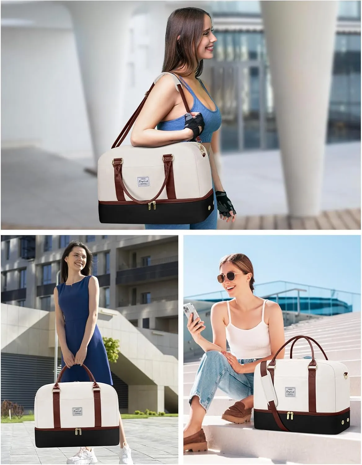 Weekender Travel Duffle Bag for Women: Overnight Bags with Shoe Compartment Carry on Bags for Airplanes with Toiletry Bag Weekend Yoga Gym Bag with Wet Pocket Travel Duffel Tote Bag Hospital Bag