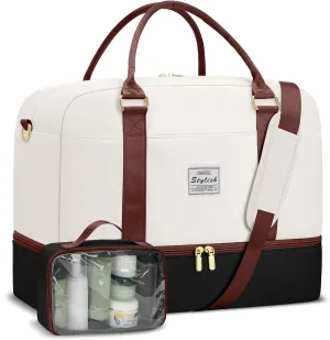 Weekender Travel Duffle Bag for Women: Overnight Bags with Shoe Compartment Carry on Bags for Airplanes with Toiletry Bag Weekend Yoga Gym Bag with Wet Pocket Travel Duffel Tote Bag Hospital Bag