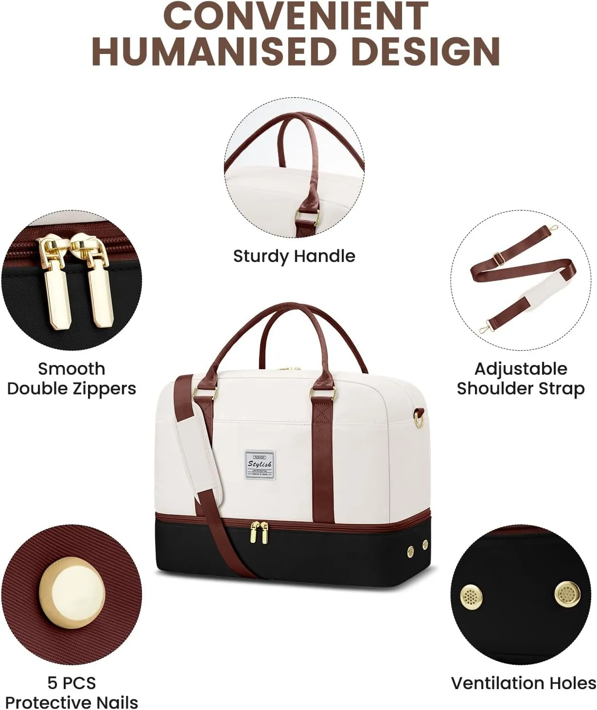 Weekender Travel Duffle Bag for Women: Overnight Bags with Shoe Compartment Carry on Bags for Airplanes with Toiletry Bag Weekend Yoga Gym Bag with Wet Pocket Travel Duffel Tote Bag Hospital Bag