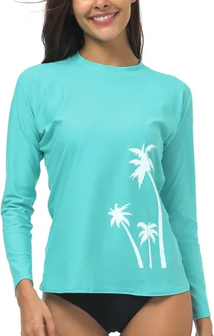 Wetopkim Womens Long Sleeve Rash Guard Swim Shirt Surfing Rashguard Tops Swimwear