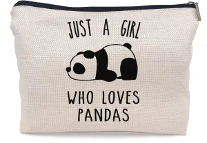 Who Loves Pandas Cute Panda Bear Makeup Bag Make up Cosmetic Bag Small Zipper Pouch,Birthday Gifts for Panda Lovers Women Sister Daughter