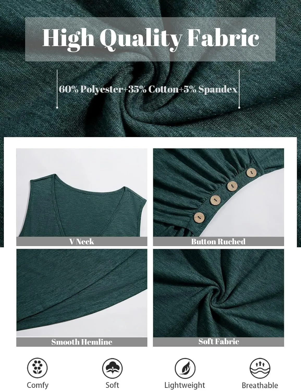 Wihion Women Sleeveless Blouse Wrap Tank Tops V Neck Ruched Tops Cross Front Surplice Wrap Shirts