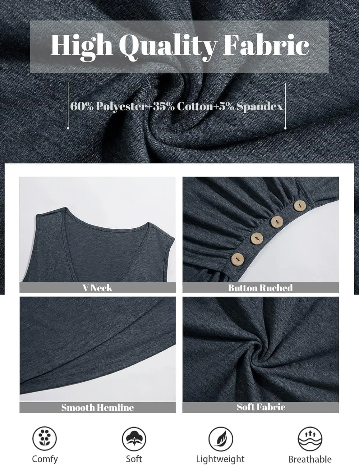 Wihion Women Sleeveless Blouse Wrap Tank Tops V Neck Ruched Tops Cross Front Surplice Wrap Shirts