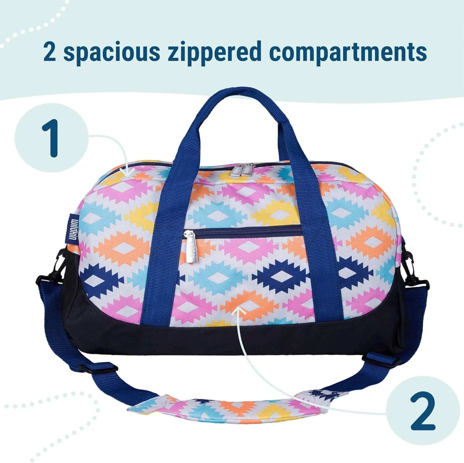 Wildkin Kids Overnighter Duffel Bag  Carry-On Size, Ideal for School & Sleepovers  Aztec