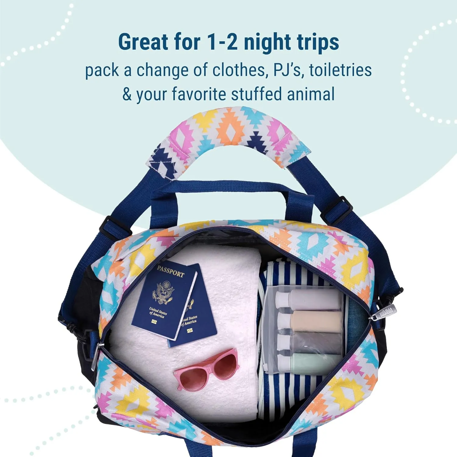 Wildkin Kids Overnighter Duffel Bag  Carry-On Size, Ideal for School & Sleepovers  Aztec