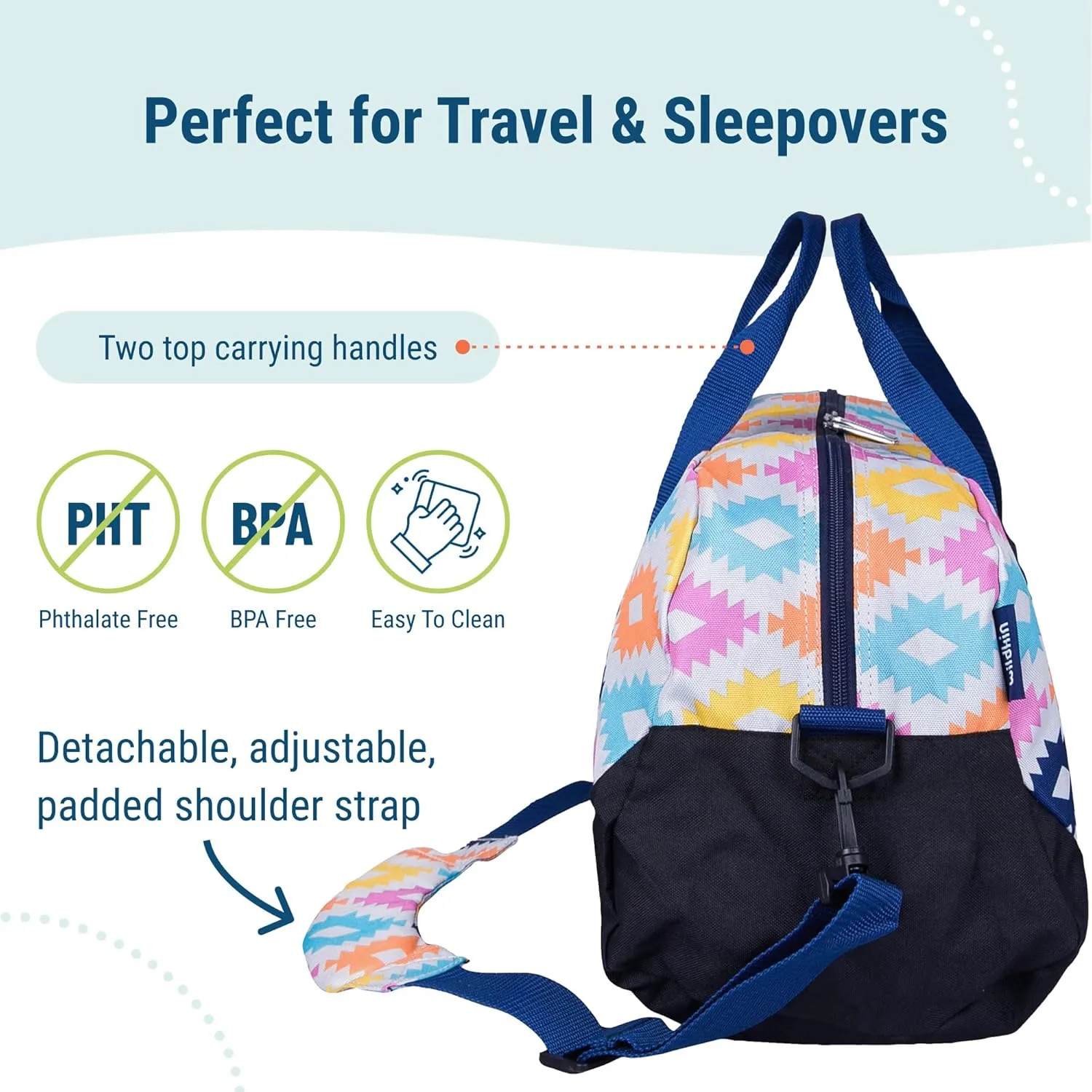Wildkin Kids Overnighter Duffel Bag  Carry-On Size, Ideal for School & Sleepovers  Aztec