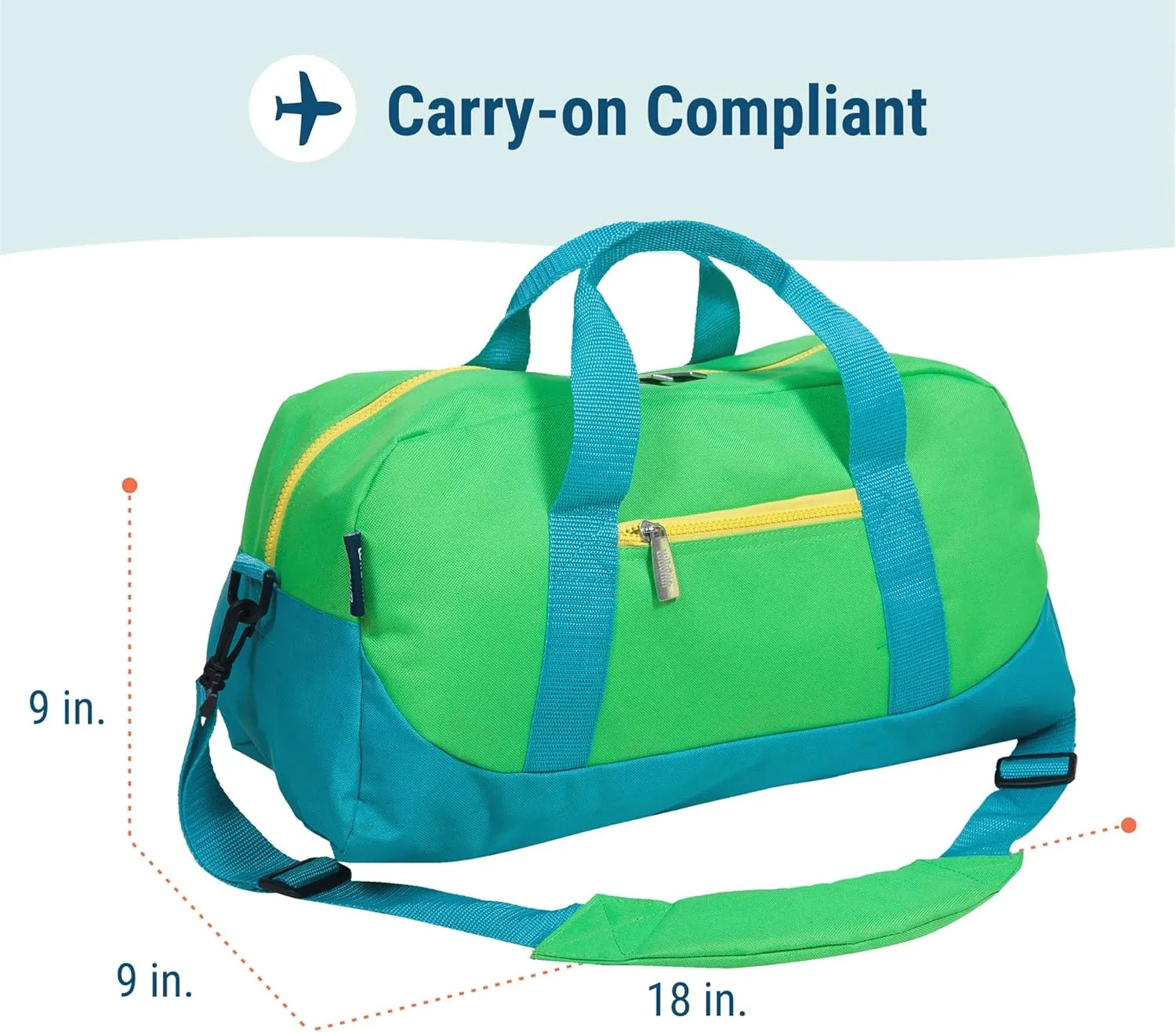 Wildkin Kids Overnighter Duffel Bag  Carry-On Size, Ideal for School & Sleepovers  Monster Green