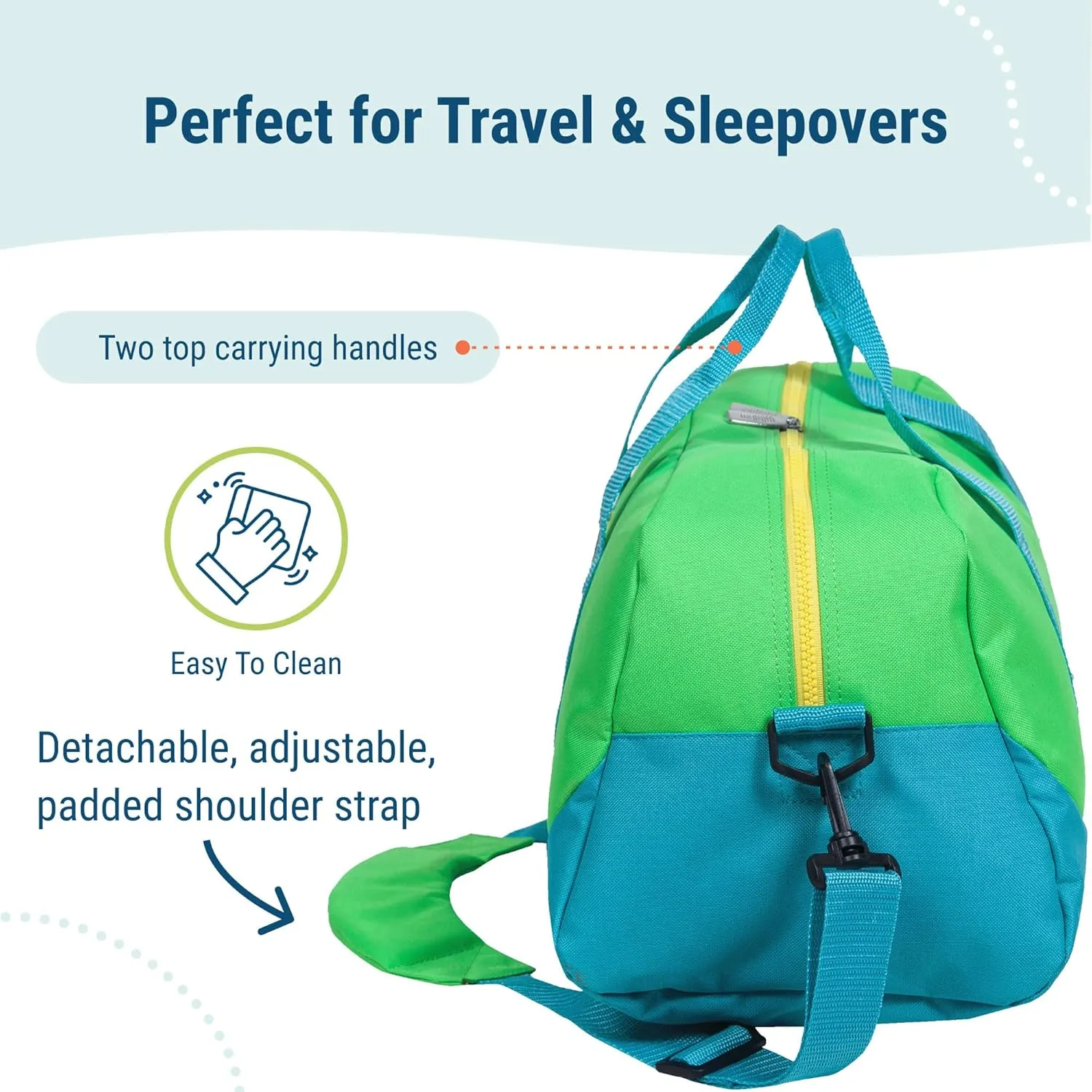 Wildkin Kids Overnighter Duffel Bag  Carry-On Size, Ideal for School & Sleepovers  Monster Green