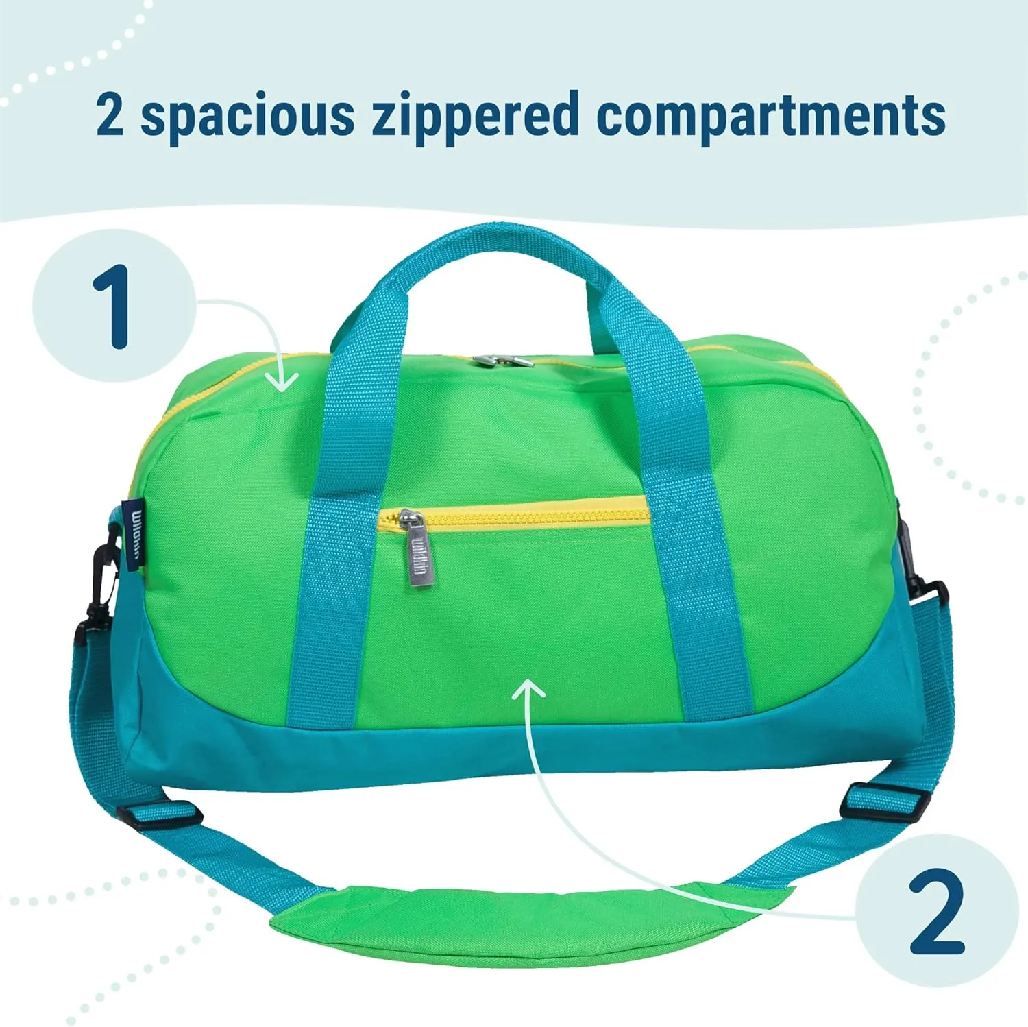 Wildkin Kids Overnighter Duffel Bag  Carry-On Size, Ideal for School & Sleepovers  Monster Green