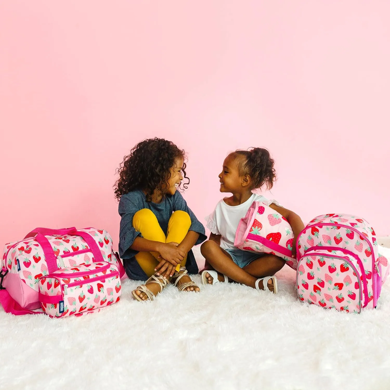 Wildkin Kids Overnighter Duffel Bag  Carry-On Size, Ideal for School & Sleepovers  Strawberry Patch