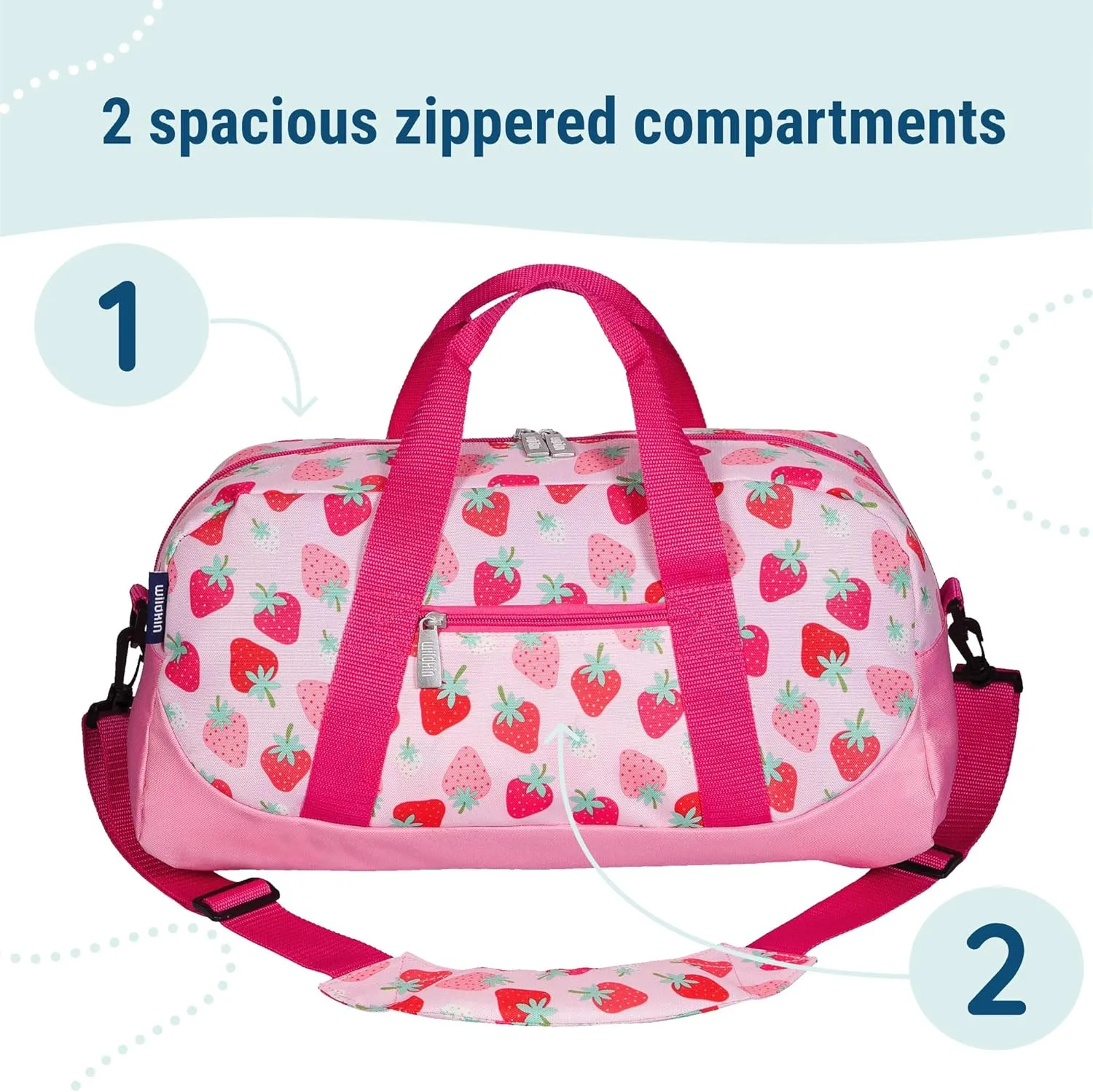 Wildkin Kids Overnighter Duffel Bag  Carry-On Size, Ideal for School & Sleepovers  Strawberry Patch