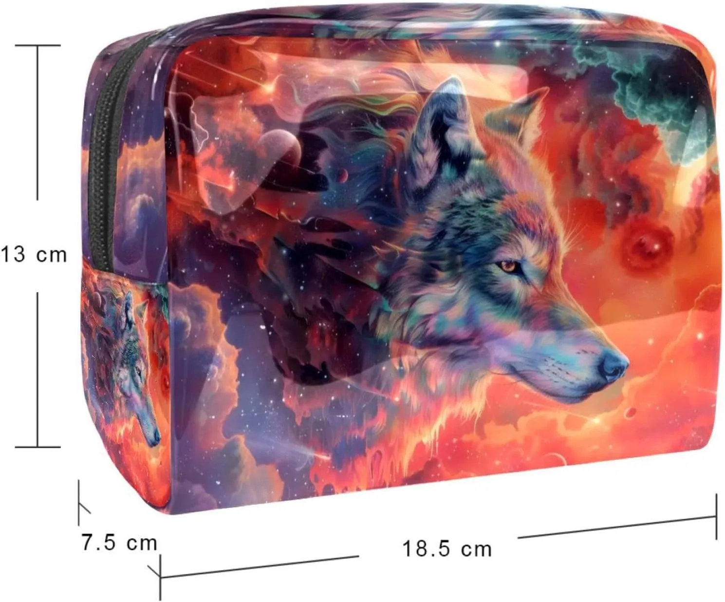 Wolf Galaxy Cosmetic Bags, Portable Travel Makeup Bags with Zipper, PVC Cosmetic Pouch Small Toiletry Bag Organizer Bags