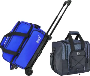 WOLT | Double Roller 2 Ball Bowling Bag with Separate Shoe Compartment-Retractable Handle extends to 40", Bowling Ball Bag for Single Ball - Bowling Ball Tote Bag with Padded Ball Holder