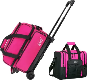 WOLT | Double Roller 2 Ball Bowling Bag with Separate Shoe Compartment-Retractable Handle extends to 40", Bowling Ball Bag for Single Ball - Bowling Ball Tote Bag with Padded Ball Holder