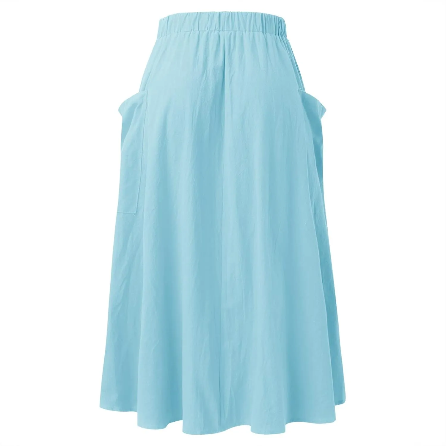 Women 2023 Spring Summer Long Skirts Womens Casual High Waist Pleated A Line Elastic Waistband Midi Skirt with