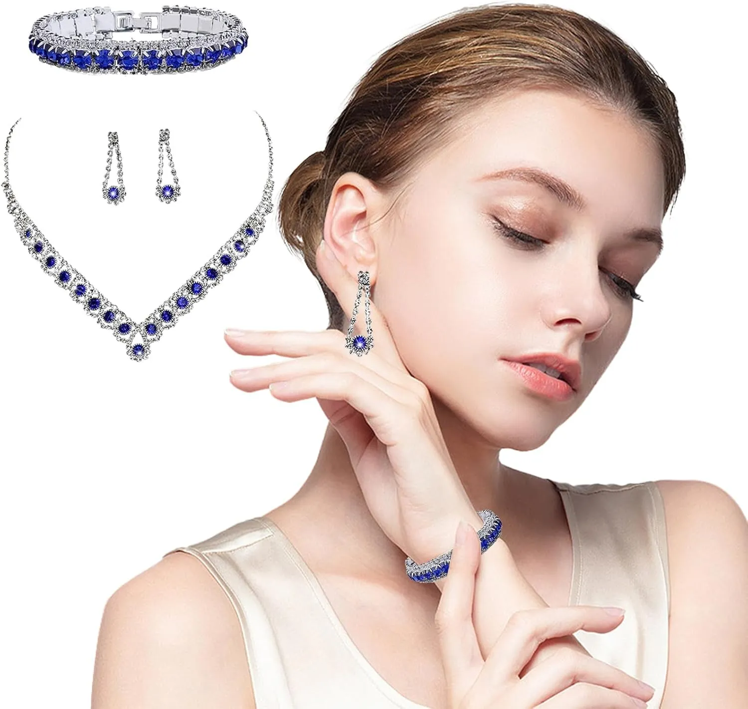 Women Clutch Purse Jewelry Set, Necklace And Earring Sets for Women Including Bracelet Ring Clutch Bag, Elegant Jewelry Set for Evening Wedding Party