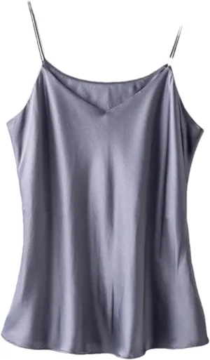 Women Double-Layer Silk Camisole Tops Summer Sexy Spaghetti Strap V-Neck Tanks Vest