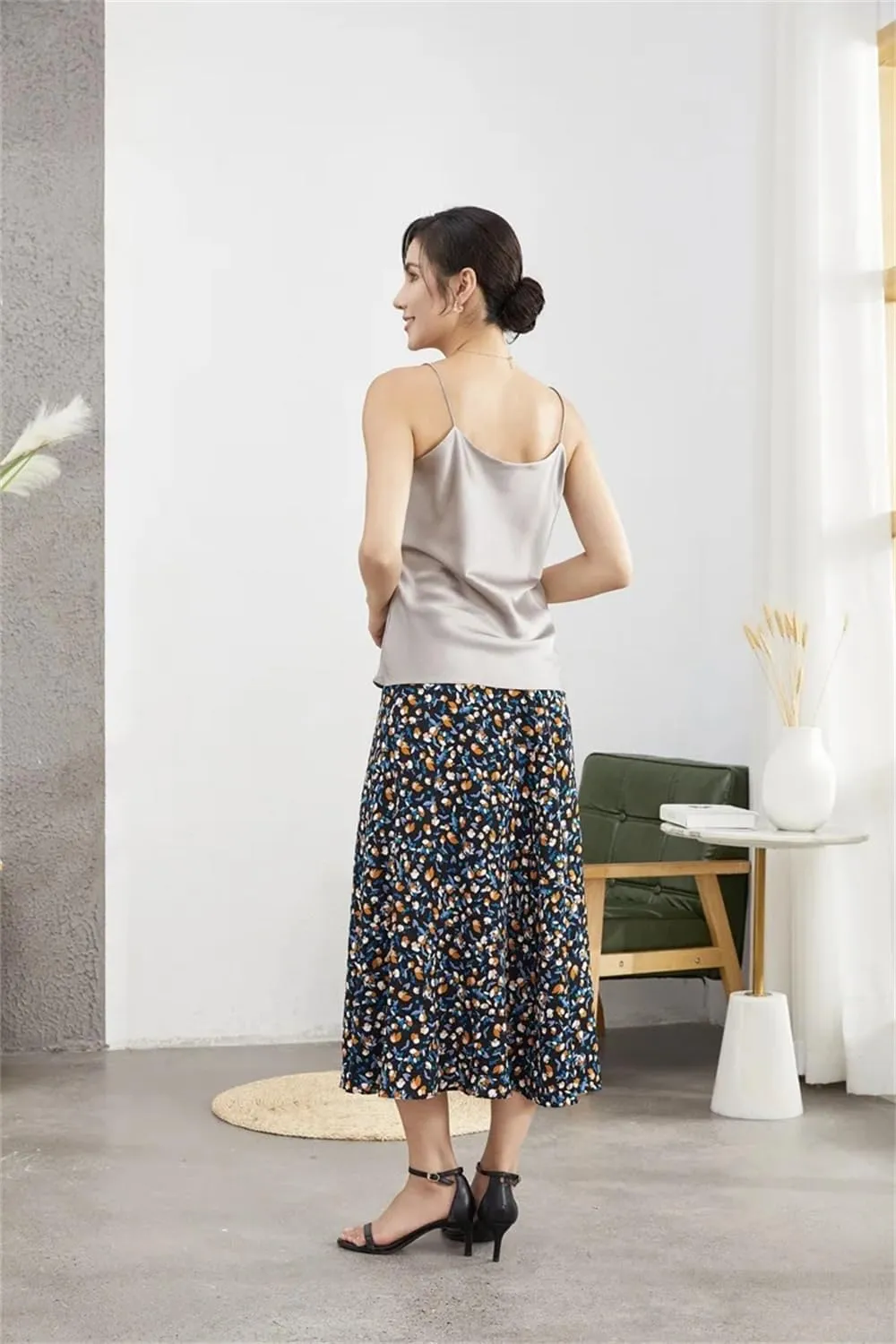 Women Double-Layer Silk Camisole Tops Summer Sexy Spaghetti Strap V-Neck Tanks Vest