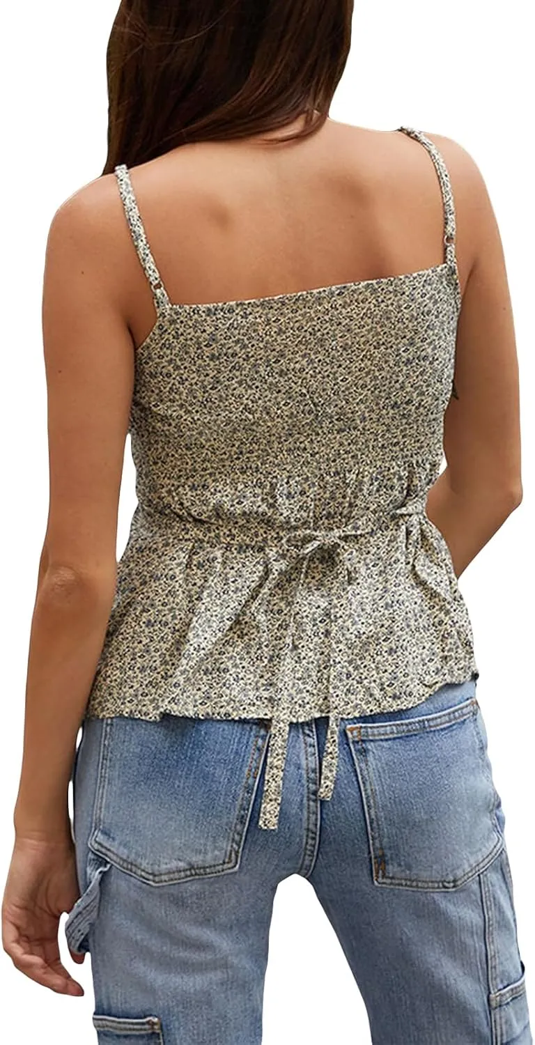 Women Fairy Grunge Y2k Shirts Square Neck Lace Patchwork Tops Vintage Goth Aesthetic Tank Tops