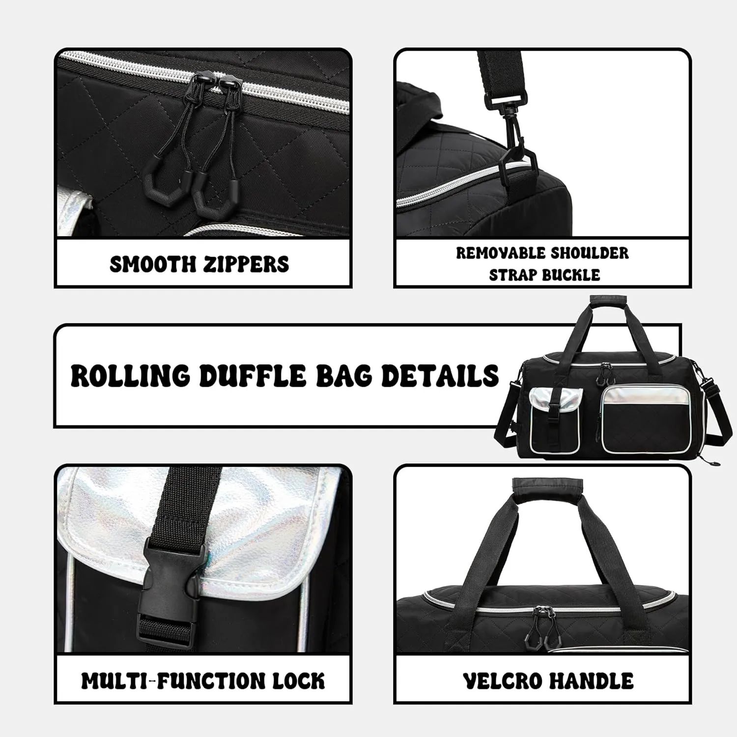 Women Rolling Duffle Bag with Wheels Carry On Duffle Bag with Wheels and Handle Weekender Bag for Women with Shoes Compartment Women Duffle Bag for Travel with Toiletry Bag