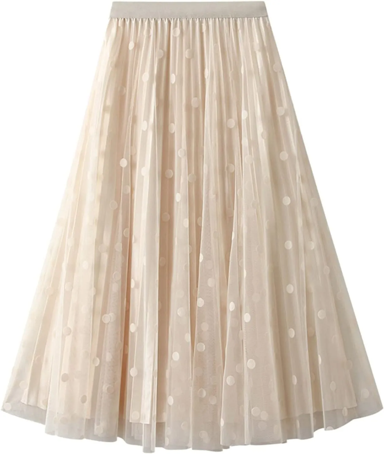 Women's A Line Fairy Elastic Waist Tulle Midi Skirt High Waist Skirts Mesh Dress Fashion Skirts for Women 2024