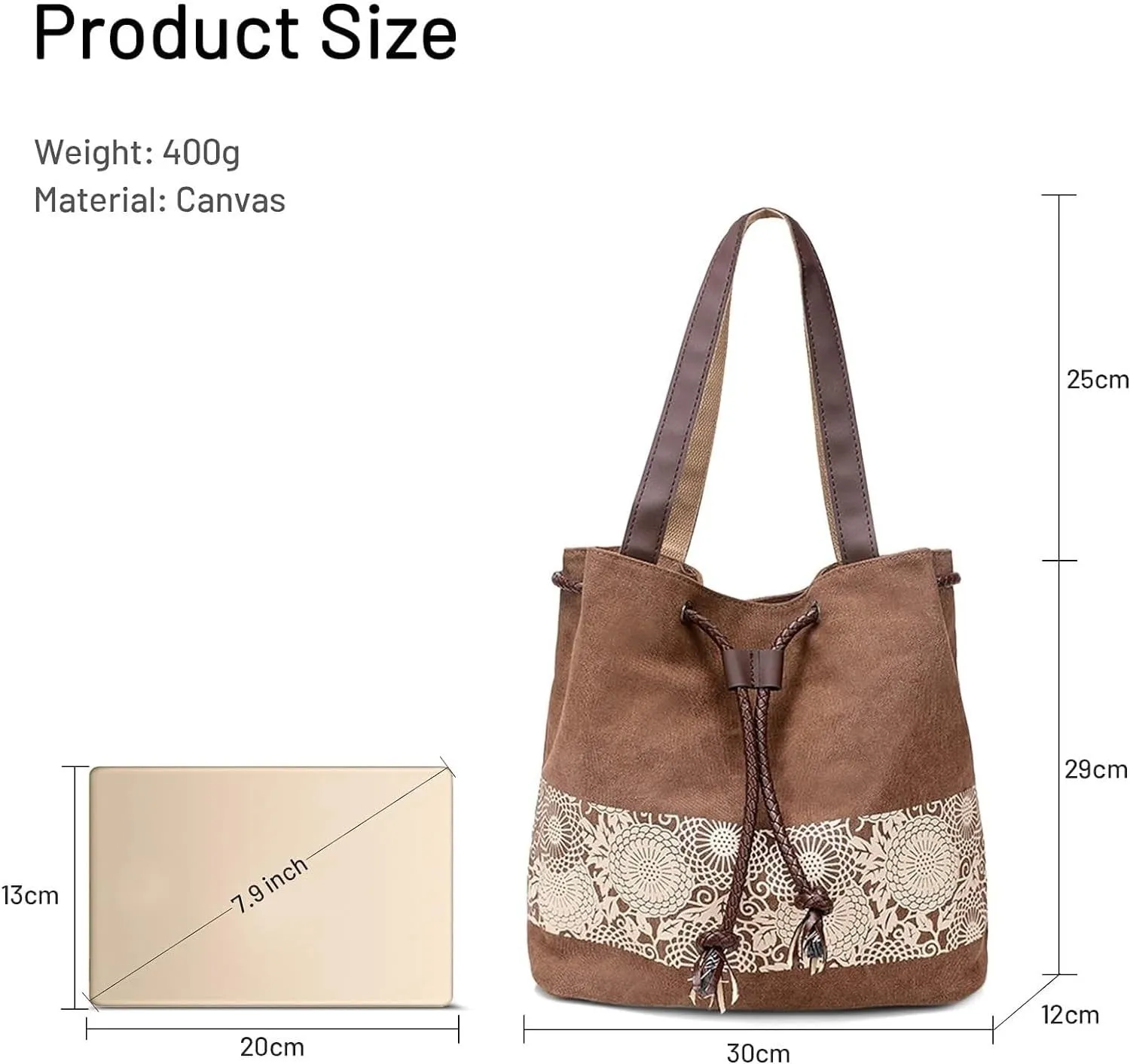 Womens Canvas Handbag Ladies Shoulder Bags Top Handle Bags Drawstring