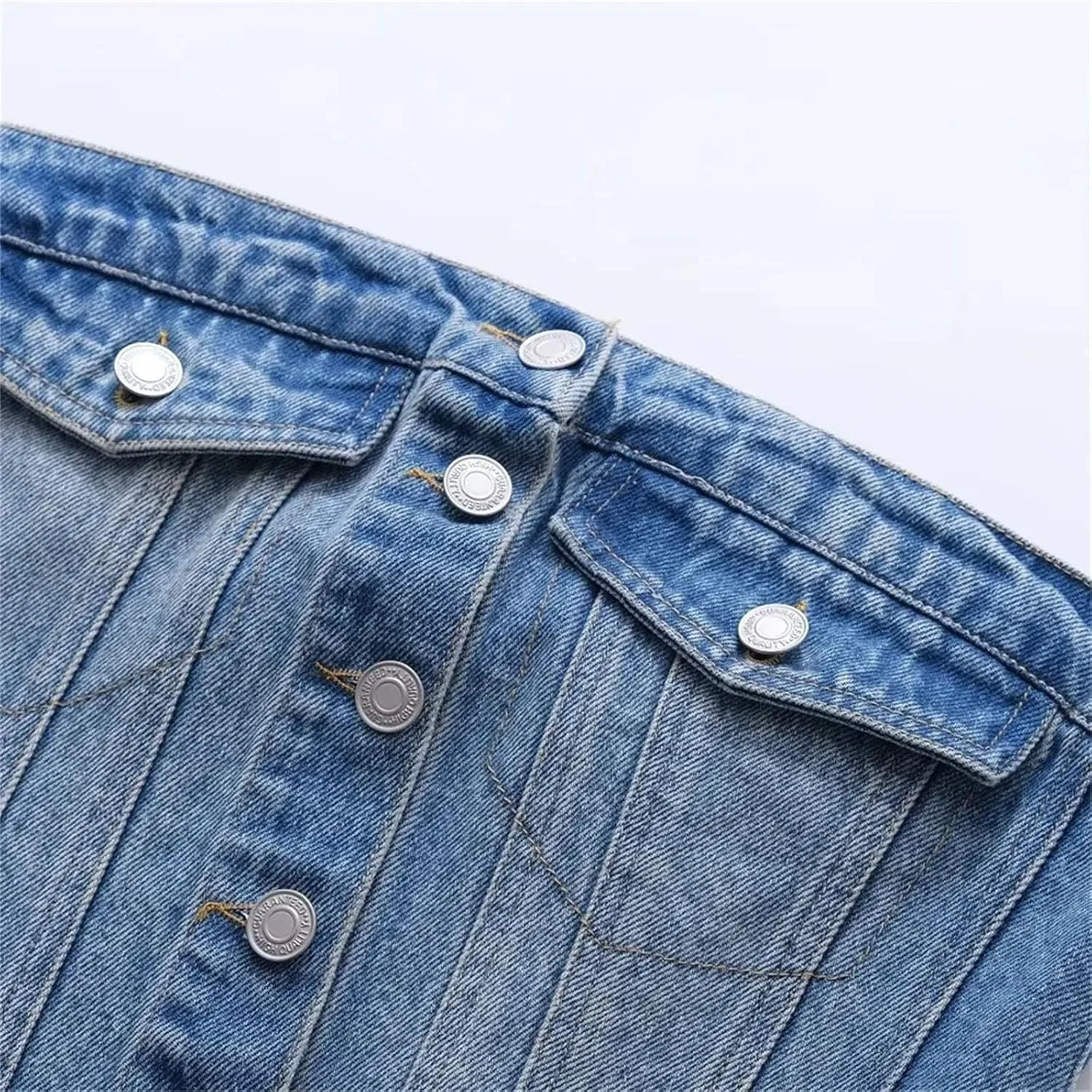 Women's Elastic Tight Button Denim Tank Tops Wrap Bra Summer Sleeveless Camisole