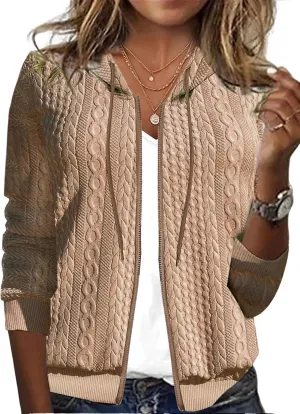 Women's Oversized Zip Up Hoodies Sweatshirts Sweater Casual Fall Winter Drawstring Jackets Cardigan