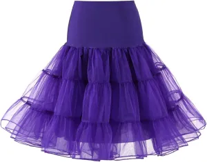 Women's Petticoat Skirt Underskirts for Cosplay Pleated Tulle Petticoat Tutu Tulle Midi Knee Length Skirt Dress