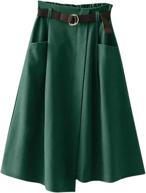 Womens Retro Skirt Skirts for Women Trendy Ruffle Layered Pleated Skirts Solid Ankle Length Midi Skirt Elastic
