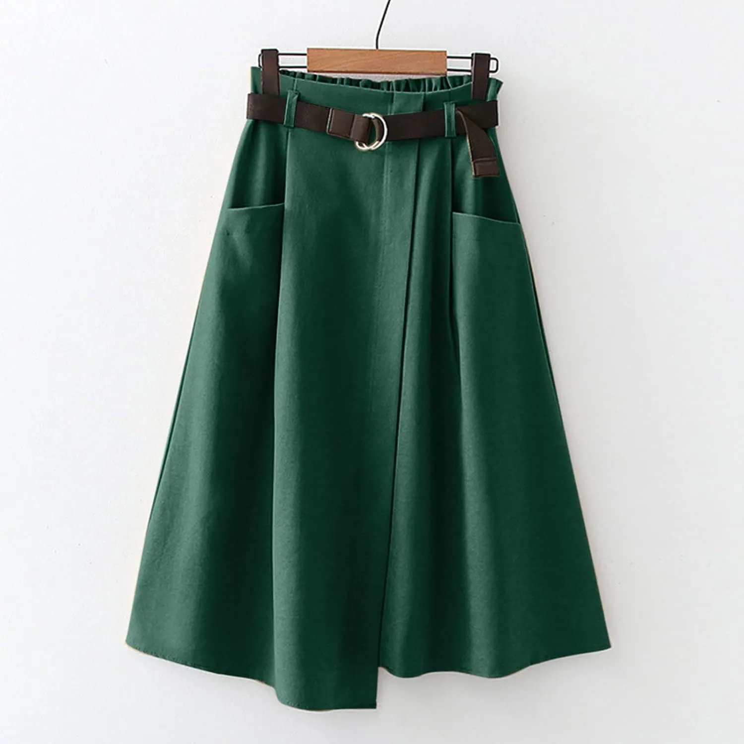 Womens Retro Skirt Skirts for Women Trendy Ruffle Layered Pleated Skirts Solid Ankle Length Midi Skirt Elastic
