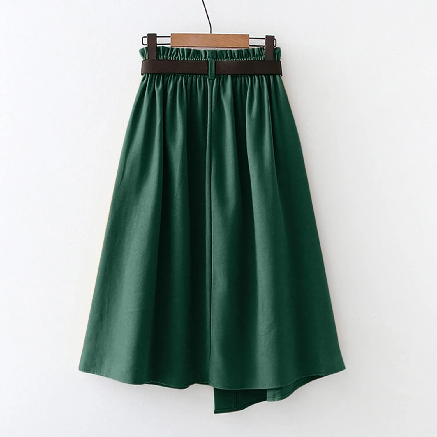Womens Retro Skirt Skirts for Women Trendy Ruffle Layered Pleated Skirts Solid Ankle Length Midi Skirt Elastic