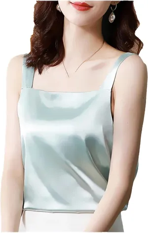Women's Silk Satin Camisole Tank Tops for Women Trendy Sleeveless Cami Summer Basic Vest
