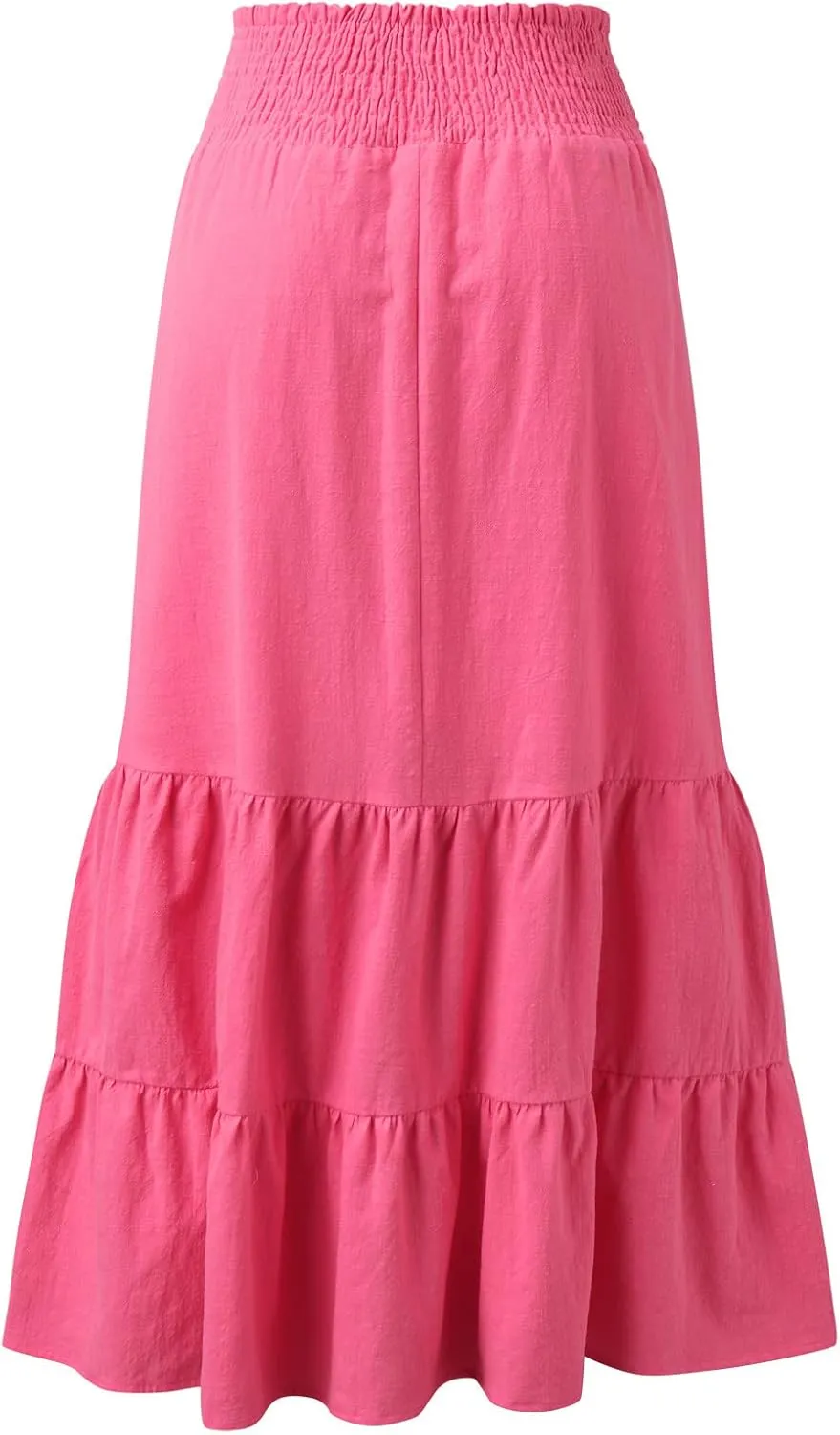 Womens Skirts Pleated A-Line Swing Skirt Vintage Irregular Midi Skirts Ruffle Layered High Waist Hip Long Skirt