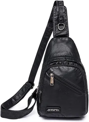 Womens's Vintage Sling Bag for Women Leather Chest Bags Crossbody Daypack Purse Shoulder Backpack Satchel Bag