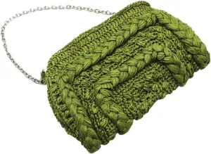 Woven Straw Bag Women Shoulder Bag Chain Knitting Sling Crossbody Bags For Women Handbag Beach Bags(Green)