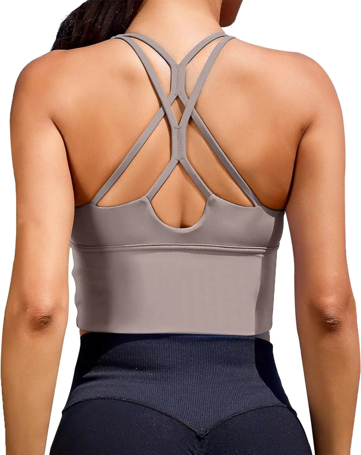XUNYU Sports Bras for Women High Support Longline Workout Tank Tops Built in Bra Padded Strappy Yoga Crop Top Cross Gym