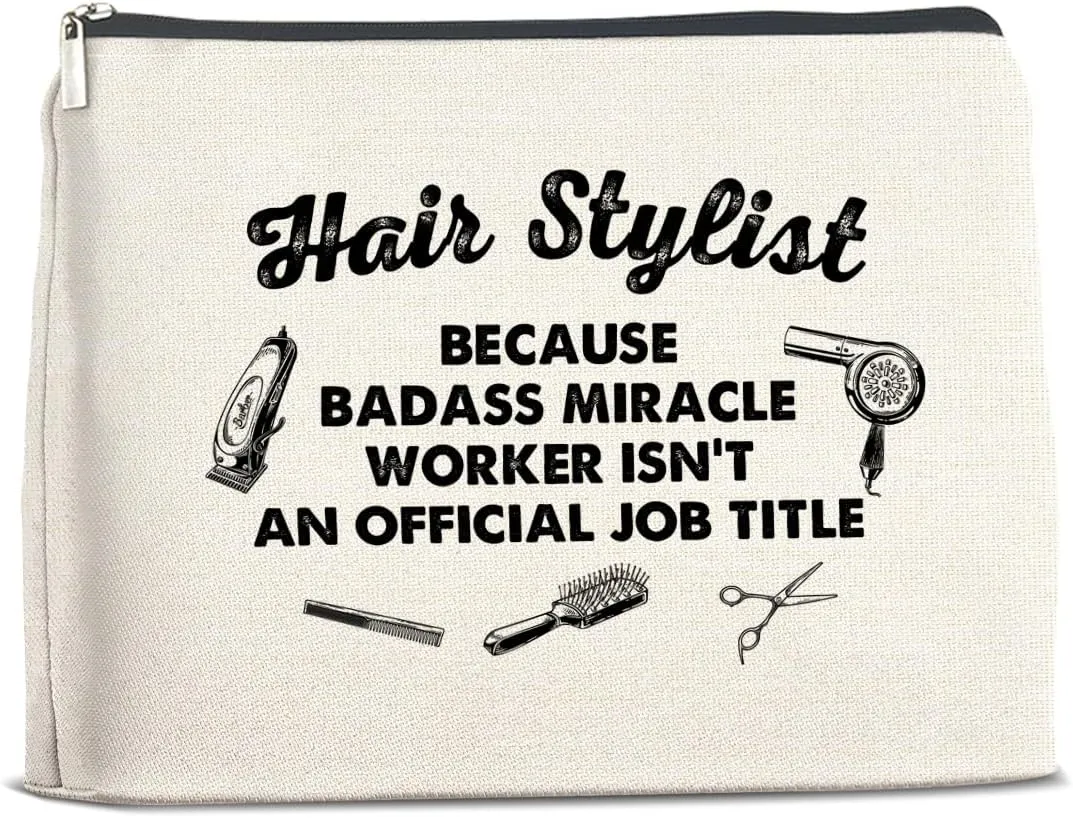 YeleY Funny Hairdresser - Hair Stylist for Women - Hairstylist Gift - Hair Stylist Makeup Bag - Hair Dresser Cosmetic Bag Makeup Zipper Pouch