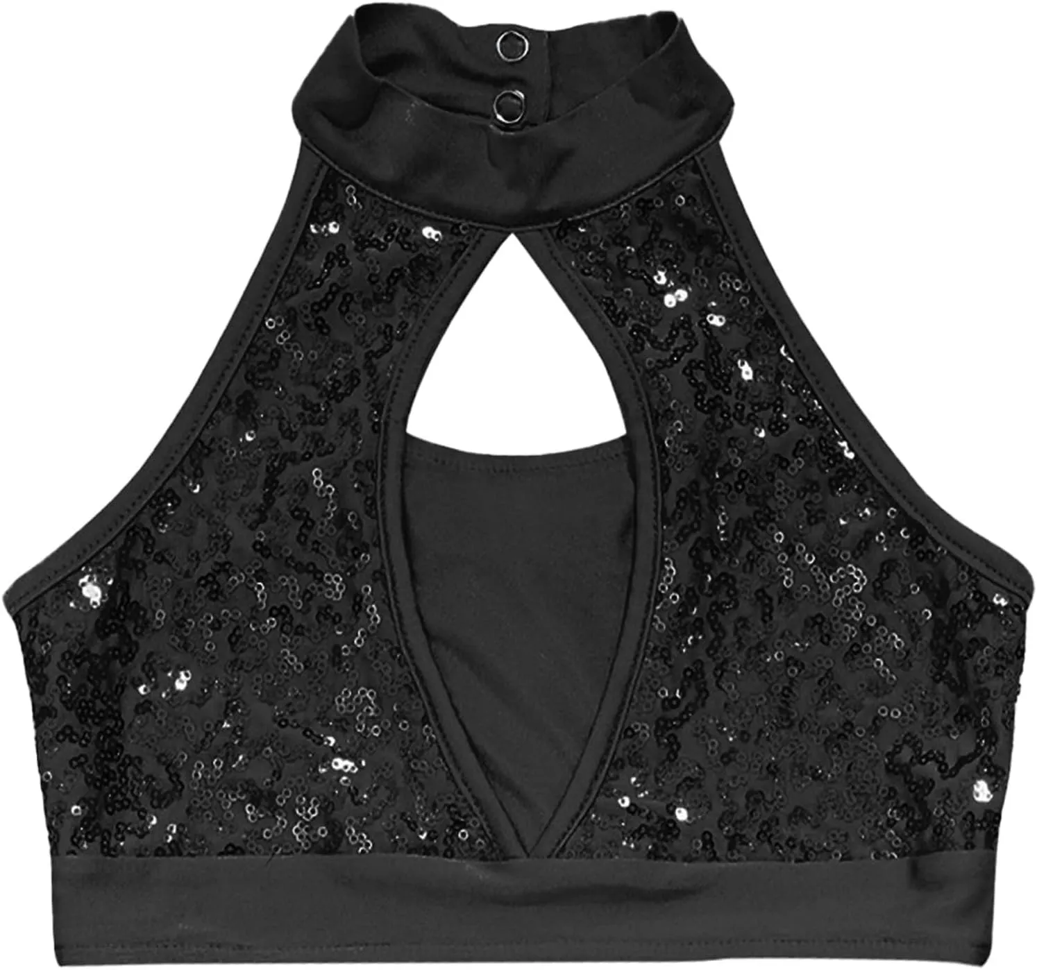YiZYiF Girls Sequins Dance Crop Tops Cheer Jazz Performance Vest Shirt Sleeveless Camisole Tank Tops Costume