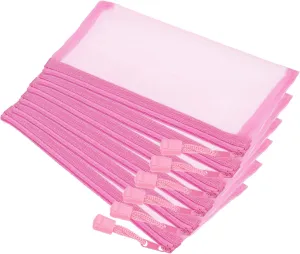 YOKIVE 6 Pack Mesh Cosmetic Bags, A6 Nylon Pencil Cases | Zipper Travel Organizers Makeup Pouch, Great for Home(Pink)