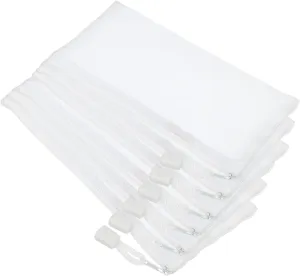 YOKIVE 6 Pack Mesh Cosmetic Bags, A6 Nylon Pencil Cases | Zipper Travel Organizers Makeup Pouch, Great for Home(White)