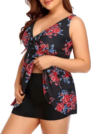 Yonique Two Piece Plus Size Tankini Swimsuits for Women Flowy Bathing Suits with Shorts Tummy Control Swimwear