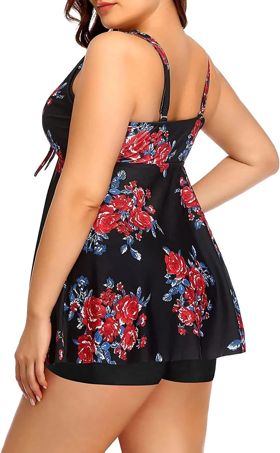 Yonique Two Piece Plus Size Tankini Swimsuits for Women Flowy Bathing Suits with Shorts Tummy Control Swimwear