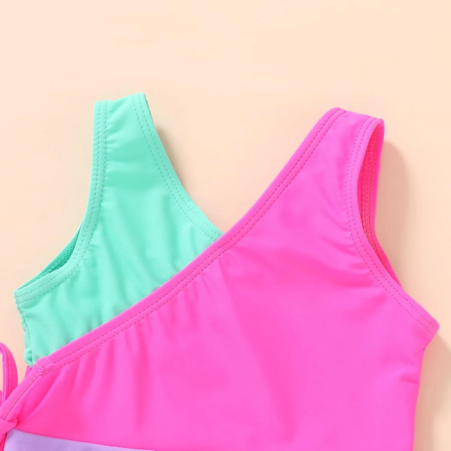 YOUNGER TREE Toddler Girl One Piece Swimsuit Color Block Stripe Swimwear Summer Beach Bathing Suit 12M-5T