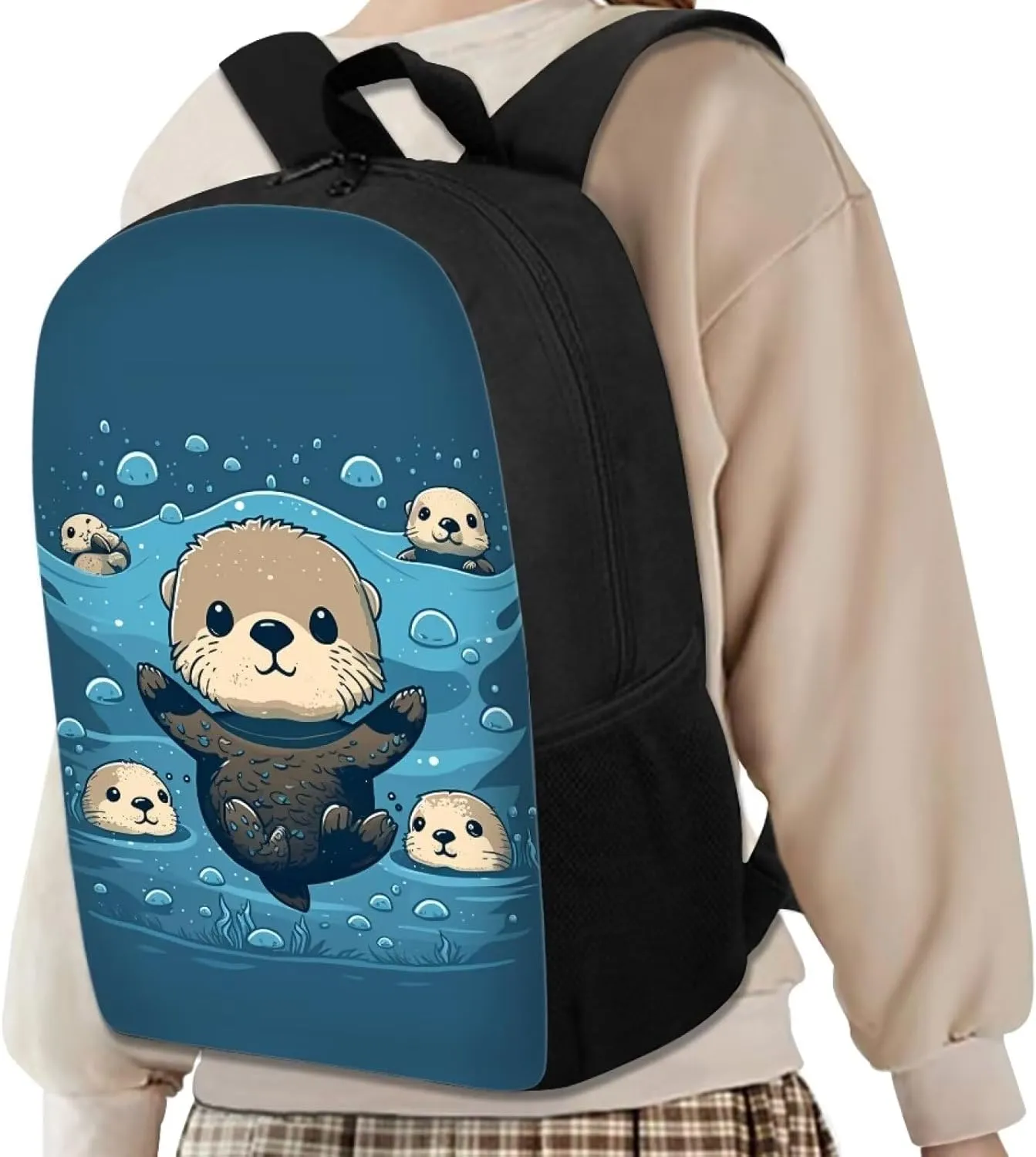 Ystardream Kawaii Sea Otter Backpack for School Girls School Bags for Girls 7-10 Teens Book Bags for Teenage Girls for School Large Capacity Water-resistant Bookbags
