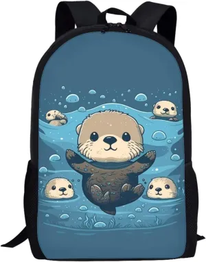 Ystardream Kawaii Sea Otter Backpack for School Girls School Bags for Girls 7-10 Teens Book Bags for Teenage Girls for School Large Capacity Water-resistant Bookbags