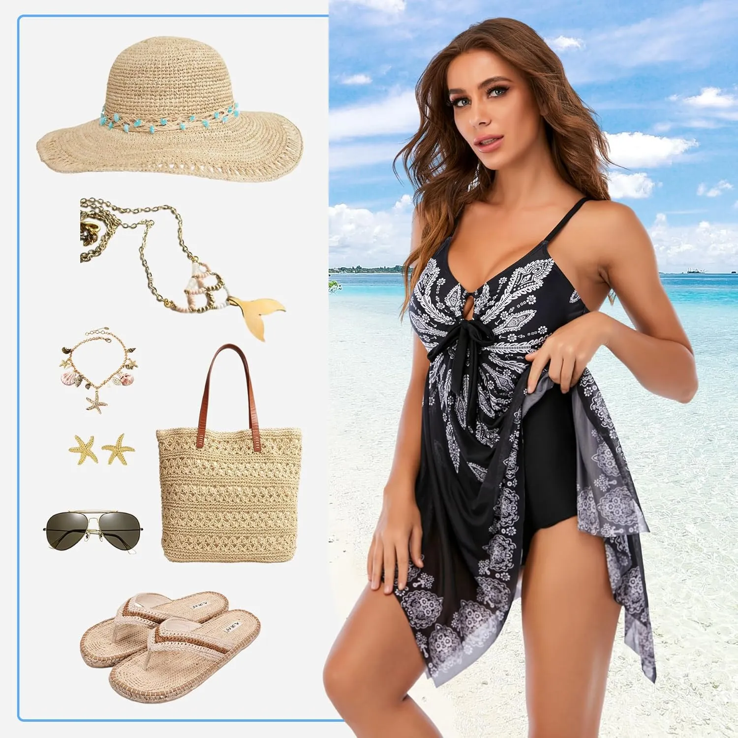 Zando Swimsuits for Women 2025 | Plus Size Swimsuit Tummy Control Modest | Flowy Swimdress