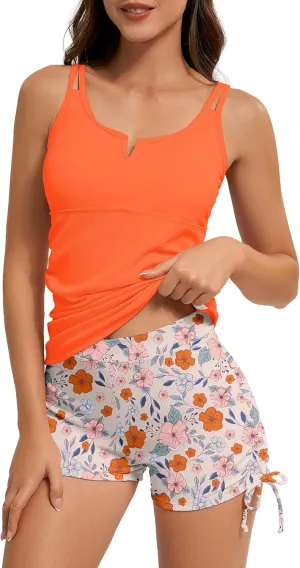 Zando Tankini Swimsuits for Women Two Piece Tankini Bathing Suits Tummy Control Swimsuits with Shorts Womens Tankini Top