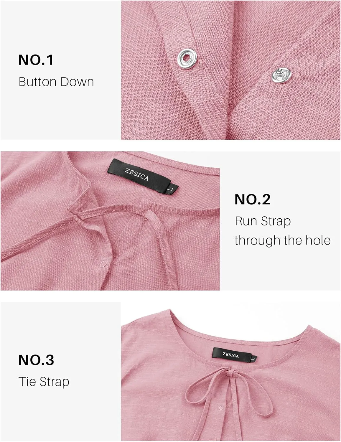 ZESICA Womens Tops Tie Front Long Puff Sleeve Button Peplum Babydoll Cute Shirts Spring Fashion Blouses